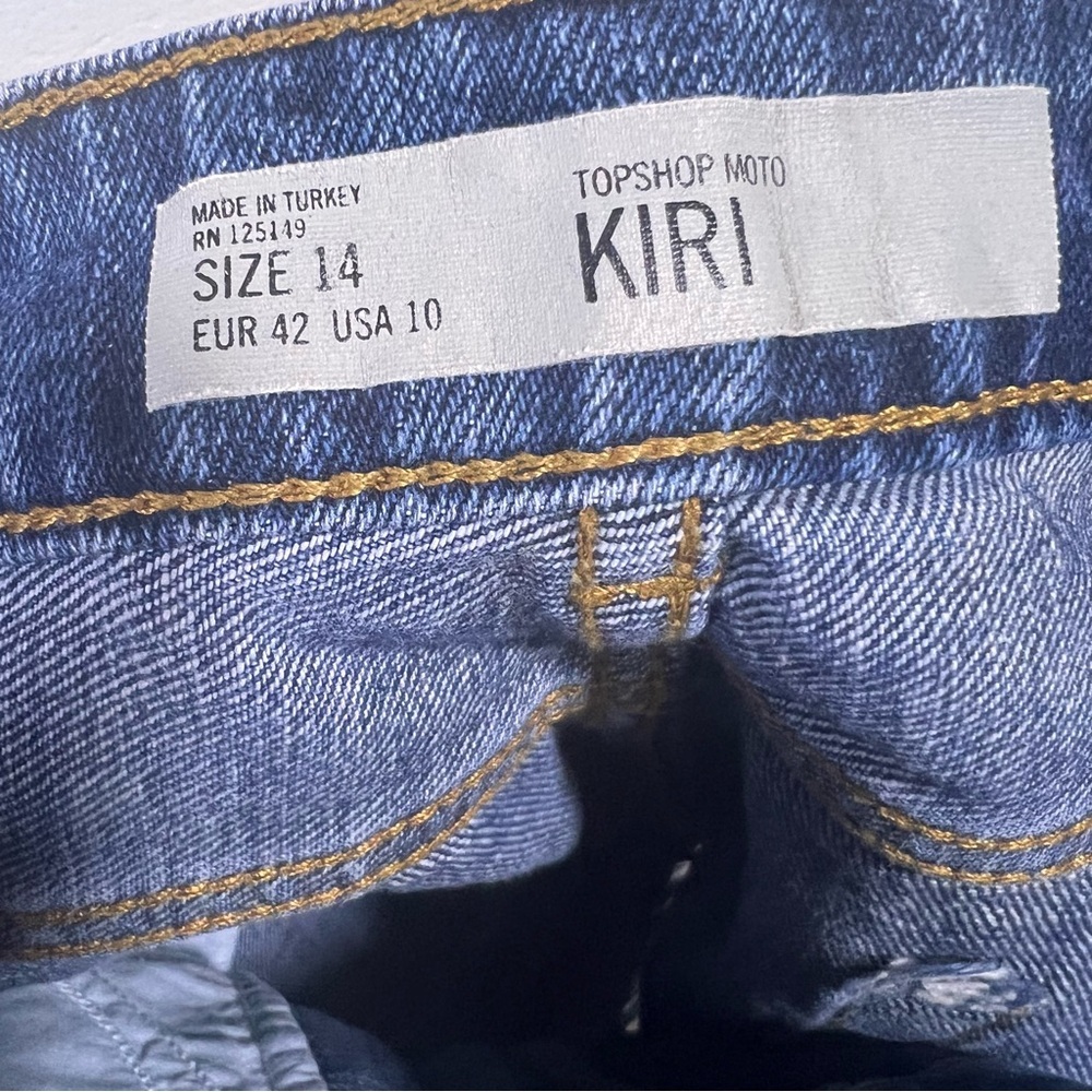 Top Shop Moto Kiri Denim Shorts Size 14 - Picture 4 of 5